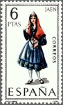 Stamps Spain -  ESPAÑA 1969 1899 Sello Nuevo Serie Trajes Tipicos Españoles Jaén c/señal charnela