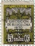 Stamps Spain -  Barcelona. Vistas de la exposición y escudo de la ciudad