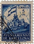 Stamps Spain -  Barcelona. Frontispicio del ayuntamiento 1940