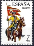 Stamps Spain -  Uniformes militares. Portaguión de Dragones de Numancia, año 1737