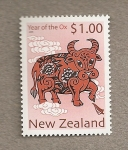 Stamps New Zealand -  Año chino del buey