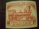 Stamps : America : Chile :  centenario 1º ferrocarril de sud america