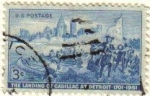 Stamps United States -  USA 1951 Scott 1000 Sello El Desembarco de Cadillac a Detroit usado Estados Unidos Etats Unis