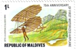 Stamps Maldives -  75 aniversario del primer avión motorizado