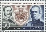 Stamps Spain -  ESPAÑA 1981 2624 Sello Nuevo Centenario del Cuerpo de Abogados del Estado Alfonso XII y Juan Carlos