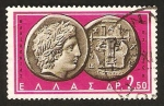 Sellos de Europa - Grecia -  681 - Moneda antigua del siglo IV antes de J.C., representa al dios Apolo y una lira