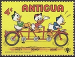 Stamps Antigua and Barbuda -  Antigua 1980 Scott566 Sello Nuevo Disney Transporte Huey, Dewey y Louie Juanito, Jorgito y Jaimito