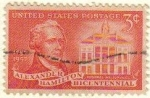 Sellos de America - Estados Unidos -  USA 1956 Scott 1086 Sello Personaje Alexander Hamilton Secretario de George Washington Federal Hall