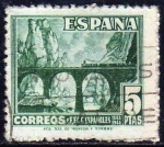 Stamps Spain -  ESPAÑA 1948 1038 Sello Cent. Ferrocarril Desfiladero de Pancorbo 5p Usado