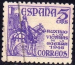 Stamps Spain -  ESPAÑA 1949 1062 Sello Pro Victimas de la Guerra El Cid 5c Usado