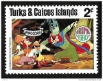 Sellos de America - Islas Turcas y Caicos -  TURKS & CAICOS ISLANDS 1980 Scott445 Sello Nuevo Disney Escenas de Pinocchio Navidad 2c