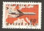 Stamps Hungary -  avión comercial, TU-154