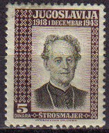 YUGOSLAVIA 1943 Scott 1K9 Sello Nuevo Serie Personajes BISHOP JOSEPH STROSSMAYER