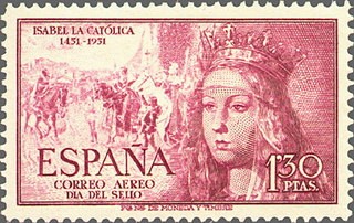 ESPAÑA 1951 1099 Sello Nuevo Centenario Isabel la Catolica Correo Aereo Yv 818