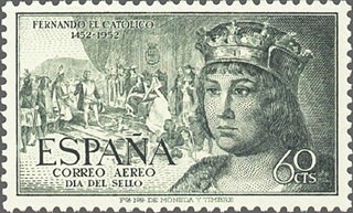 ESPAÑA 1952 1111 Sello Nuevo V Centenario Nacimiento Fernando el Católico. Correo Aereo