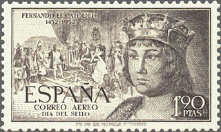 ESPAÑA 1952 1114 Sello Nuevo V Centenario Nacimiento Fernando el Católico. Correo Aereo