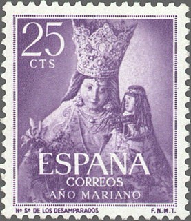 ESPAÑA 1954 1134 Sello Nuevo Año Mariano Ntra. Sra. de los Desamparados Valencia 25c