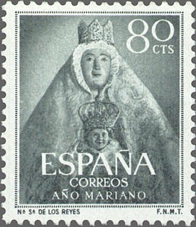 ESPAÑA 1954 1138 Sello Nuevo Año Mariano Ntra. Sra. de los Reyes Sevilla 80c