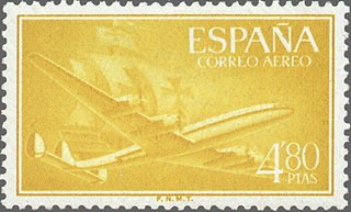 ESPAÑA 1955 1176 Sello Nuevo Super Constellation y Nao Santa Maria 4,80pts