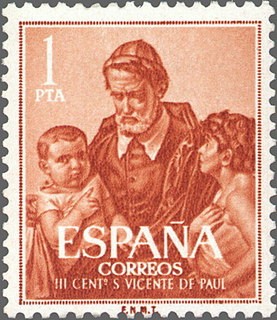 ESPAÑA 1960 1297 Sello Nuevo III Cent. de la muerte de San Vicente de Paúl