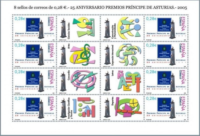 ESPAÑA 2005 4192 Sellos Nuevos Minipliego 25 Aniv. Premios Principe Asturias **