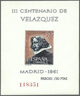 ESPAÑA 1961 1344 Sello Nuevo H.B. III Centenario Muerte Velazquez Autoretrato