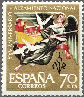 ESPAÑA 1961 1353 Sello Nuevo XXV Aniv. del Alzamiento Nacional Alegoría de la Paz