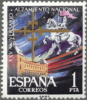 ESPAÑA 1961 1355 Sello Nuevo XXV Aniv. del Alzamiento Nacional Alcazar de Toledo 1p