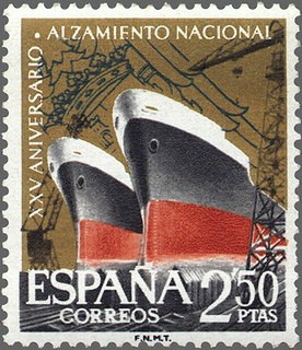 ESPAÑA 1961 1359 Sello Nuevo XXV Aniv. del Alzamiento Nacional Industria Naval