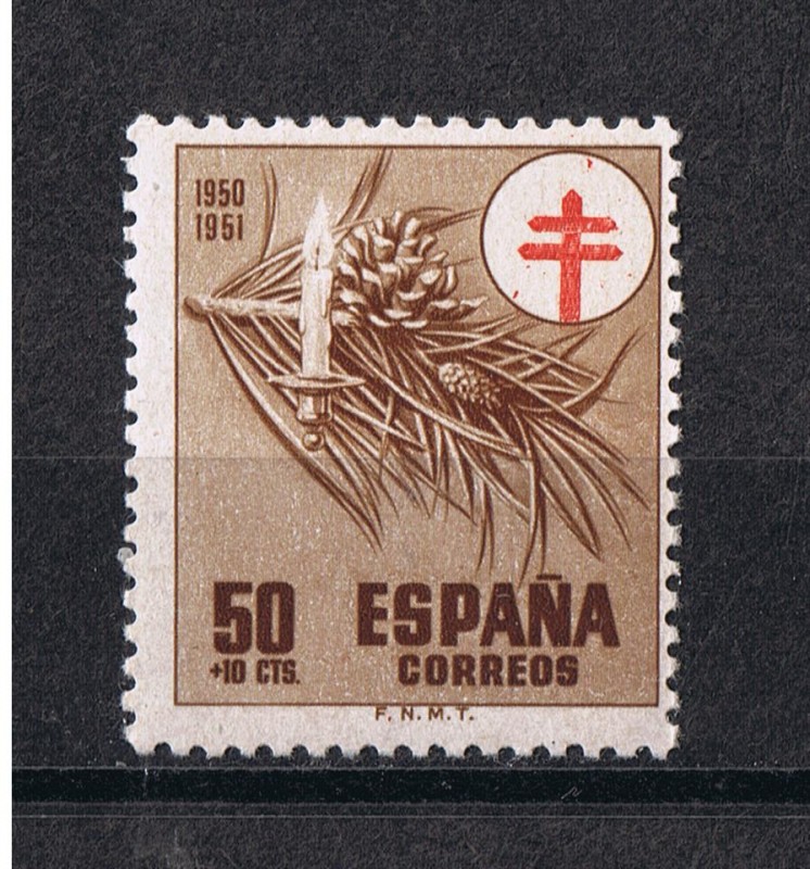 Edifil  1086  Pro tuberculosos. Cruz de Lorena en rojo 