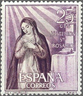 ESPAÑA 1962 1463 Sello Nuevo Misterios del Santo Rosario Anuciación (Murillo)