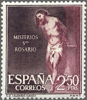 ESPAÑA 1962 1469 Sello Nuevo Misterios del Santo Rosario Flagelación (Alonso Cano)