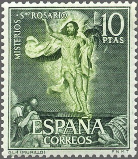 ESPAÑA 1962 1473 Sello Nuevo Misterios del Santo Rosario Resurrección (Murillo)