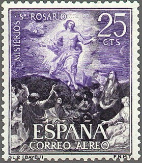 ESPAÑA 1962 1474 Sello Nuevo Misterios del Santo Rosario Ascensión (Bayeu)