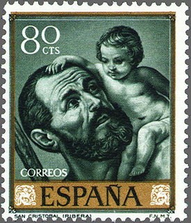 ESPAÑA 1963 1501 Sello Nuevo José de Ribera El Españoleto San Cristobal