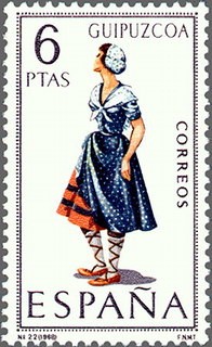 ESPAÑA 1968 1848 Sello ** Trajes Tipicos Españoles Guipuzcoa