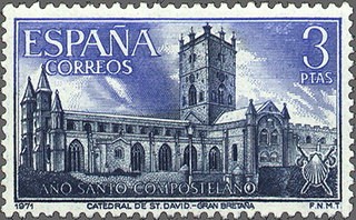 ESPAÑA 1970 2012 Sello **MNH Año Santo Compostelano. Catedral de San David (Gran Bretaña)