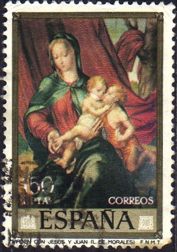 Luis Morales(El Divino)-la virgen con los niños Jesus y juan-1970