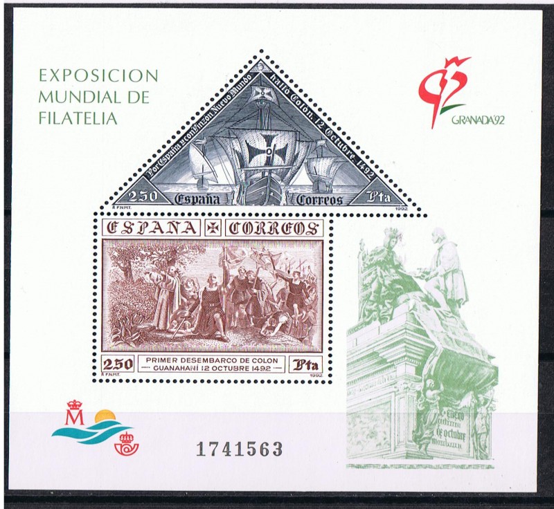 Edifil  3195  Exposición Mundial de Filatelia GRANADA ´92  