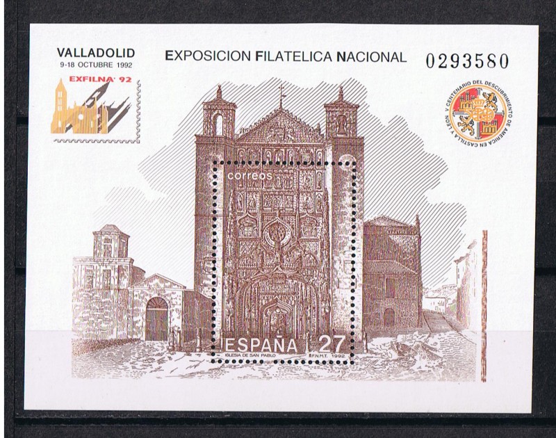 Edifil  3222   Exposición  Filatelica  Nacional  EXFILNA´92  Se completa con el resto de la fachada