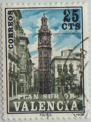 sello recargo-9-VALENCIA(Plan sur)-Torre de Sta.Catalina-1978