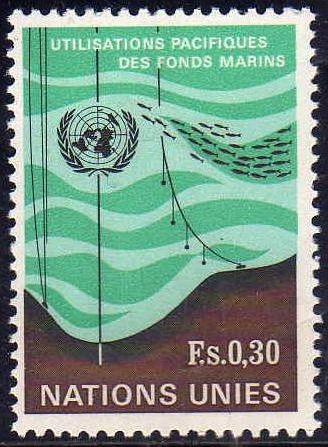 ONU GINEBRA 1971 15 Sello Nuevo ** Utilizaciones Pacificas de los Fondos Marinos 0,30 Fs