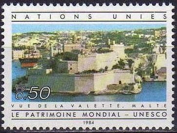 ONU GINEBRA 1984 124 Sello Nuevo ** Patrimonio Mundial UNESCO La Valeta Malta 0,50Fs