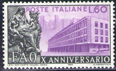 ITALIA 1955 Sello Nuevo ** ONU X Aniversario de FAO 60L