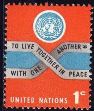 ONU NEW YORK 1965 146 Sello Nuevo ** Vivir juntos en Paz los unos con los otros 1c