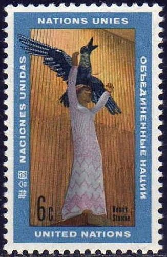 ONU NEW YORK 1968 183 Sello Nuevo ** La Humanidad Estatua de Herik Starcke 6c