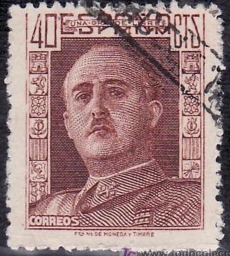 ESPAÑA 1949 953 Sello General Franco 40c usado