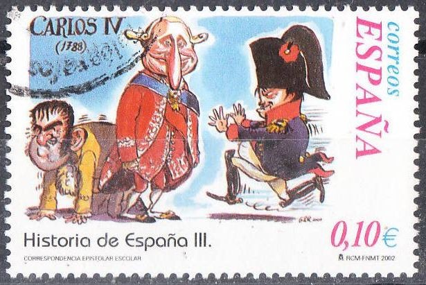 ESPAÑA 2002 3922 Sello Correspondencia Epistolar Escolar Historia España III Carlos IVUsado