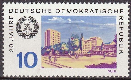 Alemania DDR 1969 Scott 1136 Sello Nuevo Escudo de Armas y Vista de Suhl 10pf Allemagne Duitsland