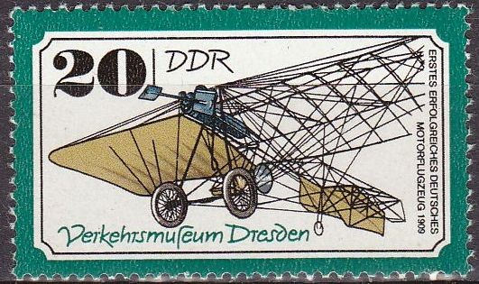 Alemania DDR 1977 Scott 1845 Sello Nuevo Primer Avión Alemán 1909 20pf Allemagne Duitsland Germania